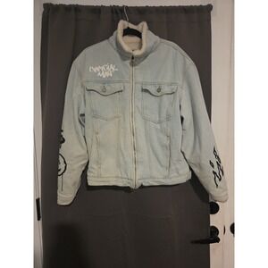 MAn Official Denim Sherpa Lined Jacket, Adult Small, Graphic Print, Boohoo